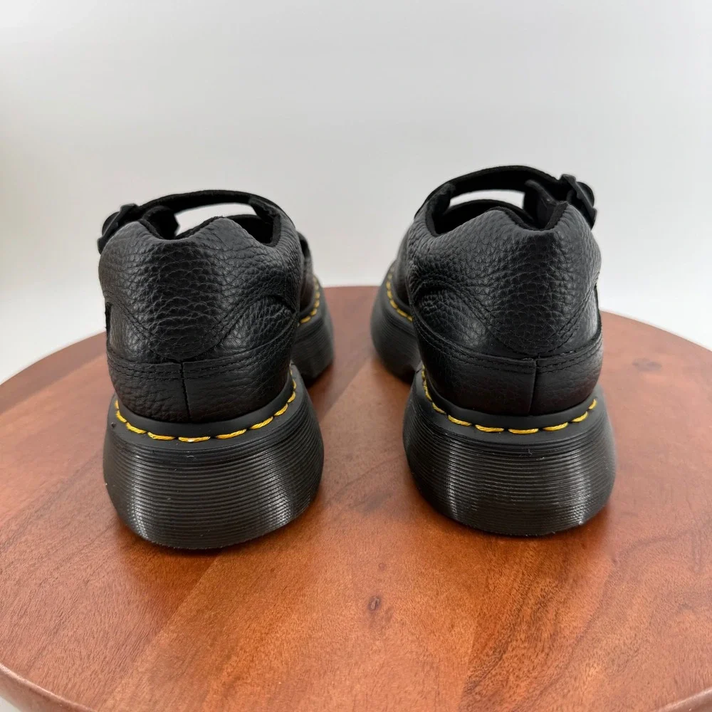 Dr. Martens Buzz MJ Mary Jane Women Black Milled Nappa Platform Buckle US 8